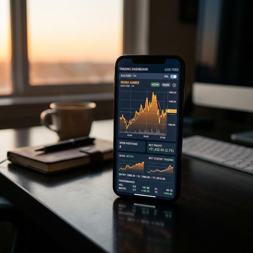 FidrubinoATOM Handels-Dashboard auf modernem Smartphone